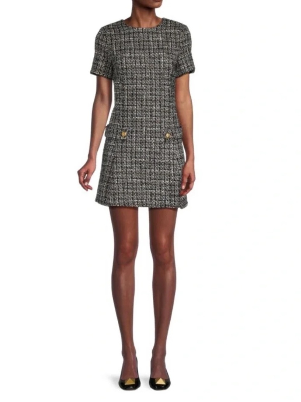 MELLODAY- Size Medium NWT Short Sleeve Tweed Mini Dress